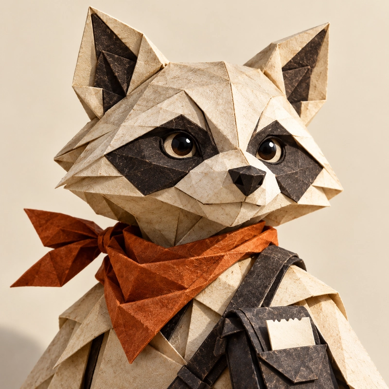 Original origami raccoon ranger